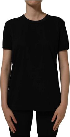 Dolce & Gabbana T-shirt met ronde hals en korte mouwen - Dames - T-shirts - Zwart - S - Katoen - Tops