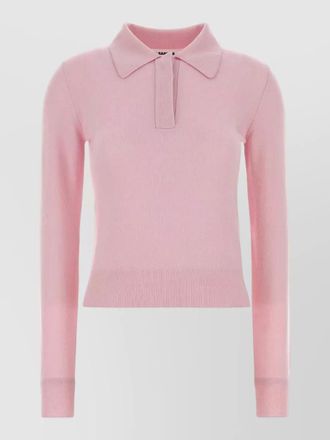 Jil Sander wool ribbed long-sleeve polo sweater