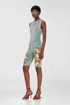Diesel Knitted playsuit with floral motif - Dresses - Woman - Multicolor