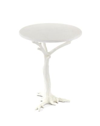 Global Views White Faux Bois Side Table