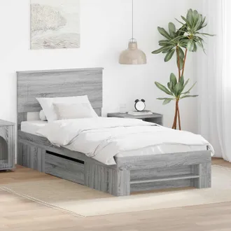 vidaXL Struttura Del Letto Con Testiera Grigio Sonoma 100 X 200 M Vidaxl