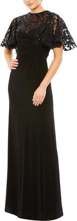 Mac Duggal Embellished Butterfly Sleeve Gown