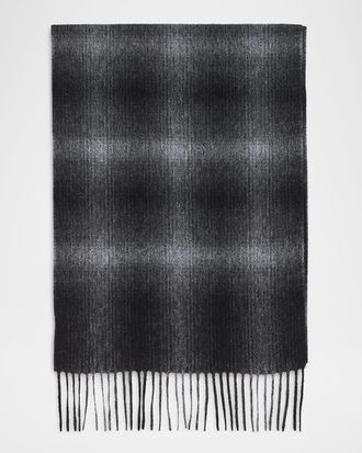 Sofiacashmere Mens Cashmere Gradient Plaid Scarf