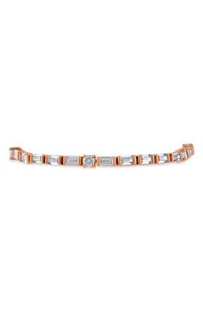 Kenneth Jay Lane Baguette & Round Cubic Zirconia Tennis Bracelet in Clear-Rose Gold at Nordstrom Rack