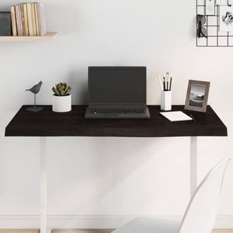 Berkfield Home Table Top Dark Grey 100x50x(2-6) cm Treated Solid Wood Oak in Charcoal