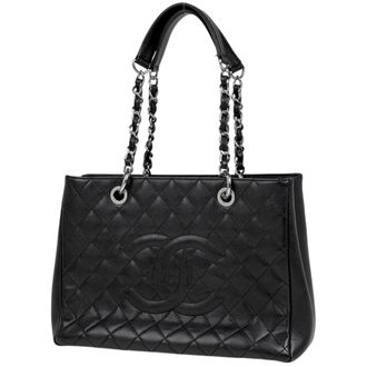 Chanel Matelasse Black Grained Calfskin Tote Bag (Pre-Owned)