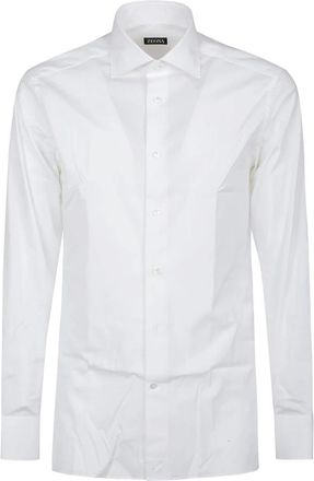 Ermenegildo Zegna Stretch Katoen Lange Mouwen Overhemd - Heren - Zakelijke Overhemden - Wit - L - Katoen - Overhemden
