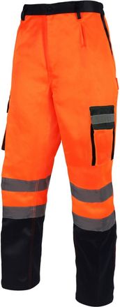Generic Mens Hi Vis Cargo Work Trousers - Hi Viz Reflective Combat Safety Pants with Multi Pockets, Durable Heavy Duty Industrial Workwear (Orange, Medium)