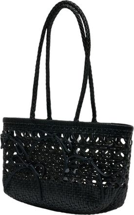 Osoi Womens Biscuit Tote Black Raffia