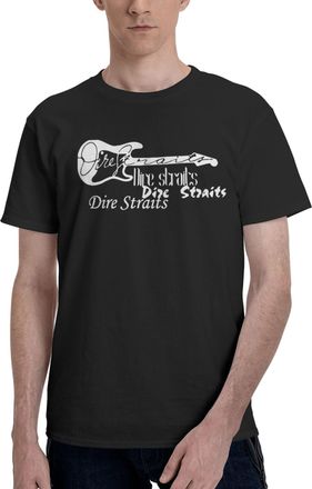 Generic Mens Straits Rock Band Dire Cotton T-Shirts Classic Crewneck Short Sleeves Simple&Versatile Daily Commute Essential Black M