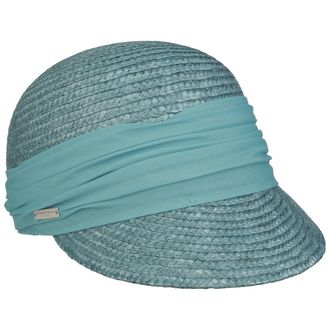 Seeberger Grace Straw Cap Women - Summer Women´s with Peak Spring-Summer - One Size Blue
