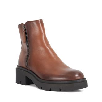 Dune London Womens Ladies Paving - Cleated Sole Ankle Boots - Brown Leather - Size UK 6