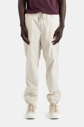 Moncler Mens Ivory Cream Nylon Elasticated Jogger Trousers With Drawstring White