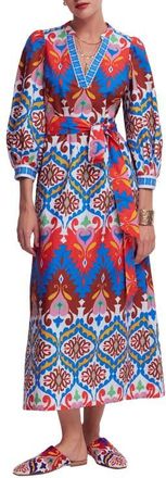 Boden Octavia Cotton Midi Dress in Multi Ikat Dream at Nordstrom, Size 14