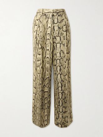 Dries Van Noten Pantaloni A Gamba Dritta In Jersey Con Stampa Serpente - Stampa animalier