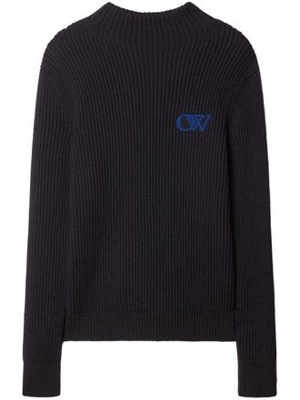 Off-white Maglione a coste con ricamo - Blu