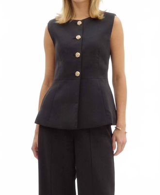Entro Sleeveless Button-Front Peplum Suit In Black