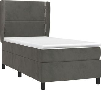 vidaXL Vidaxl - Cama Box Spring Con Colch&oacute;n Terciopelo Gris Oscuro 90x190 Cm