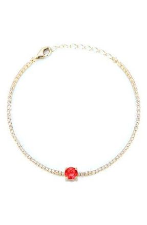 Sphera Milano 14K Gold Plated Cubic Zirconia Tennis Bracelet in Gold/red at Nordstrom Rack
