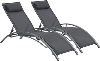 Habitat et Jardin Conjunto De Dos Tumbonas De Aluminio Beauty - phoenix - Gris Obscuro