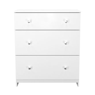 Lewis's Yarmouth 3 Drawer Deep Chest in White & White Matt - Ready Assembled - Lewiss Home | TJ Hughes