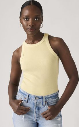 Levi's Camiseta sin mangas Essential Racer - Mujer - XS - Amarillo / French Vanilla Garment Dye