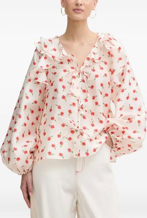 Stine Goya Blusa a fiori con ruches - Toni neutri