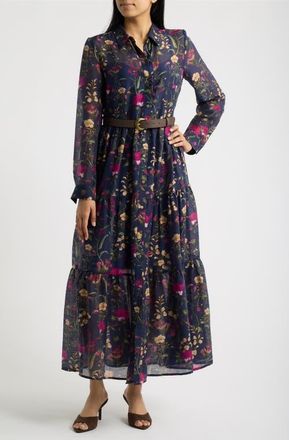 CeCe by Cynthia Steffe Belted Long Sleeve Shirtdress in Classic Navy 407 at Nordstrom, Size Xx-Large