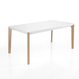 Oresteluchetta Mesa Extensible Efecto Madera Lacada En Blanco Cm. Al.75xp.90xl.160