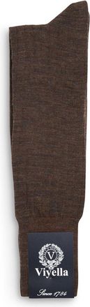 Viyella Mens Wool Half Hose Ribbed Sock, Mink, 6-11