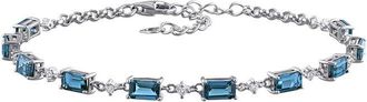 Rina Limor Silver 4.33 Ct. Tw. Blue Topaz - London, White Topaz Station Bracelet