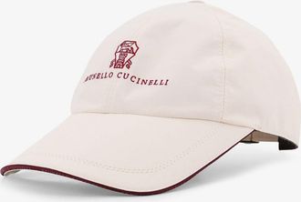 Brunello Cucinelli Mens Nylon Hat With Embroidered Logo White Polyester