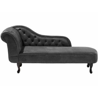 Beliani Beliani - Chaise Longue in Ecopelle Scamosciata Grigio Scuro Versione Sinistra Nimes