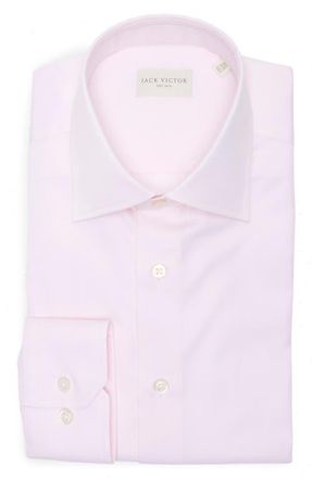 Jack Victor Dream Pink Cotton Stretch Twill Dress Shirt at Nordstrom, Size 17.5 - 34