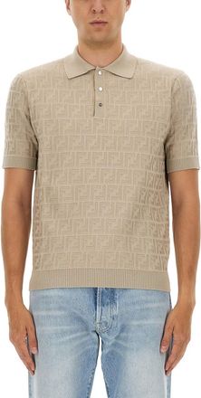 Fendi Ff Cotton Knit Polo Shirt-Uomo