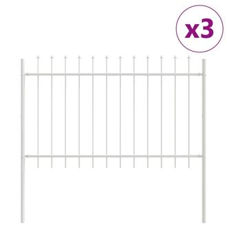Berkfield Home Garden Fence with Spear Top White 5.1x0.8 m Steel