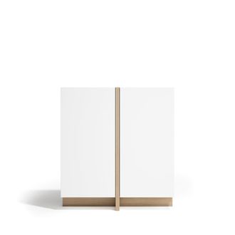 HERDASA Aparador almacenamiento 2 puertas acabado nogal claro y blanco