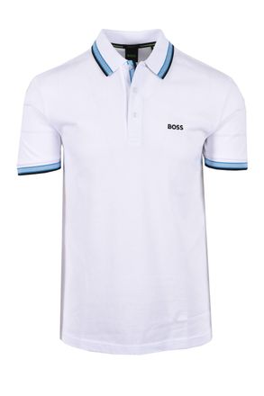 HUGO BOSS Mens Paddy Polo Open White with Blue Cotton - Size X-Large