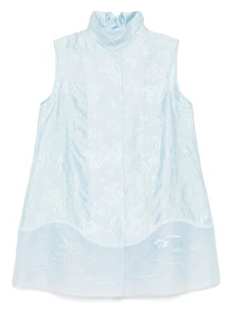 Shiatzy Chen Mandarin-collar jacquard vest jacket - Blue