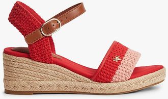 Tommy Hilfiger Womens Crochet Wedge Espadrille Sandal - Red - US 7.5 / EU 38