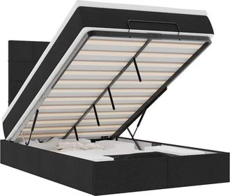 vidaXL Estructura De Cama Otomana Colch&oacute;n Tela Negro Vidaxl