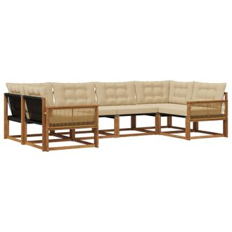 vidaXL Conjunto De Sof&aacute;s De Exterior Con Coj&iacute;n 6 Pcs Natural Y Beige Vidaxl