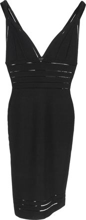 H&eacute;rve L&eacute;ger Plunge Neckline Bandage Dress in Black Rayon