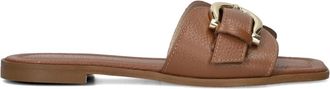 Stefano Lauran Schoenen, Dames, Bruin, 41 EU, Leer, Cognac Leren Zomerslippers