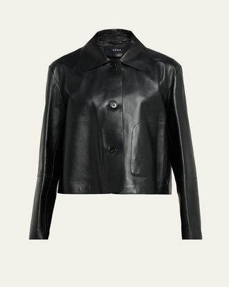 Arma Emy Cropped Button-Down Leather Jacket