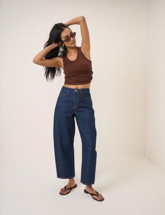 Nobody's Child Dark Blue Bethnal Barrel Leg Jeans