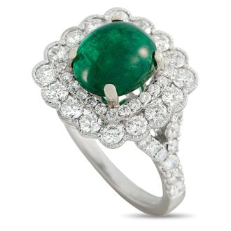 Luxury Bazaar 14K White Gold 1.25ct Diamond and Emerald Ring MF38-051526