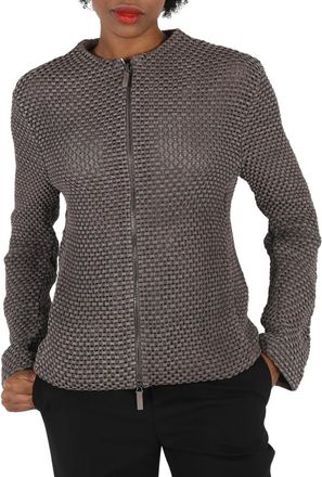 Emporio Armani Grey Knit-Jacquard Jacket, Brand Size 48 (US Size 14)