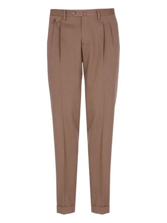 BRIGLIA 1949 Pleated Turn-up Trousers - Bruin