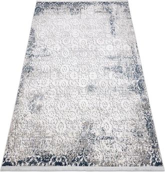 RugsX Rugsx - Modern carpet rebec fringe 51172A - two levels of fleece cream / navy blue 80x150 cm